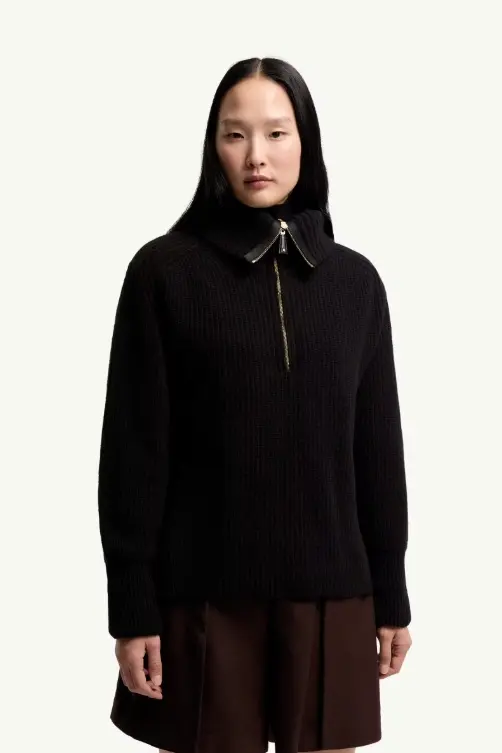 Wool & Cashmere Zip-Up Jumper Black