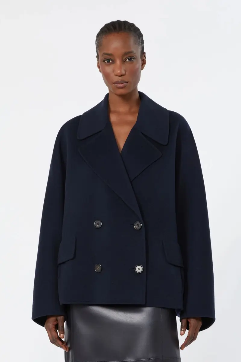 Wool Drap Pea Coat Midnight Blue