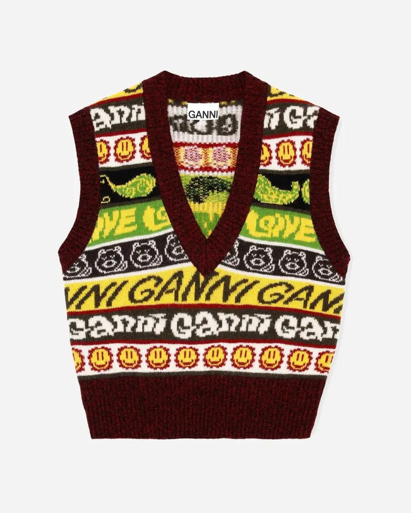 Wool Mix Knit Vest - Milticolour