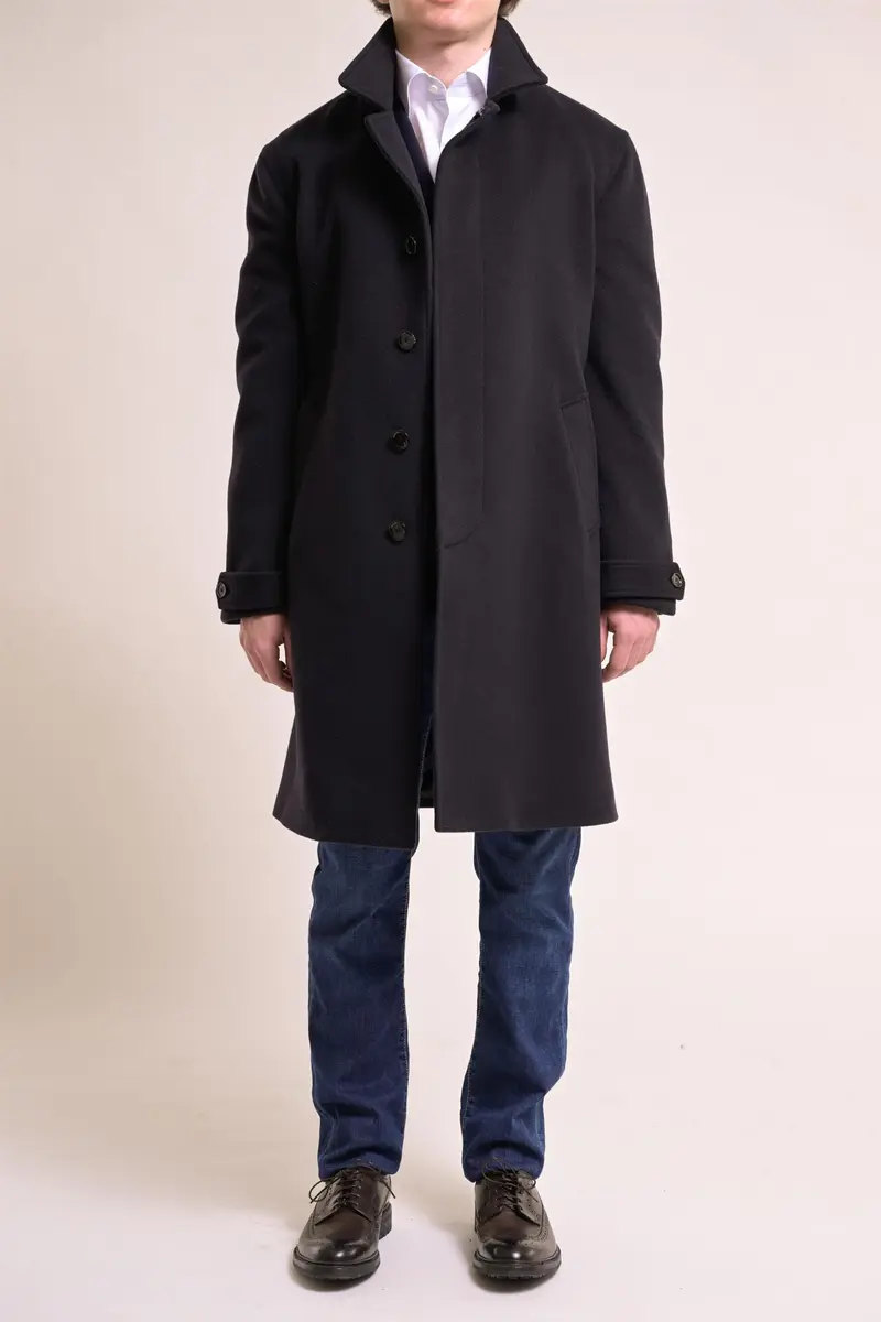 Wool Trench Man Navy