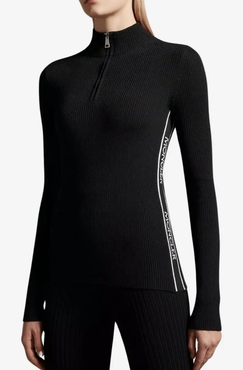 Wool Zip-Up Polo Neck Jumper Off-White