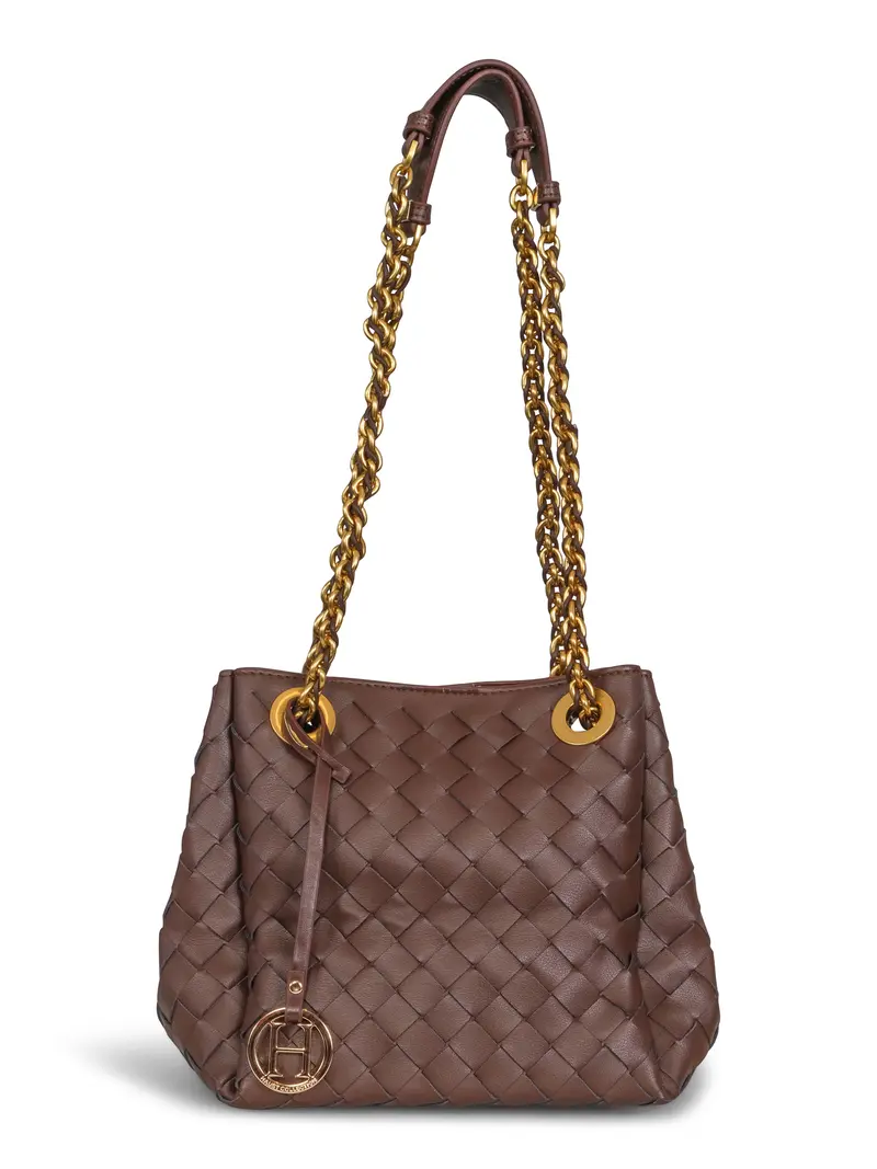 Woven chain bag Brun