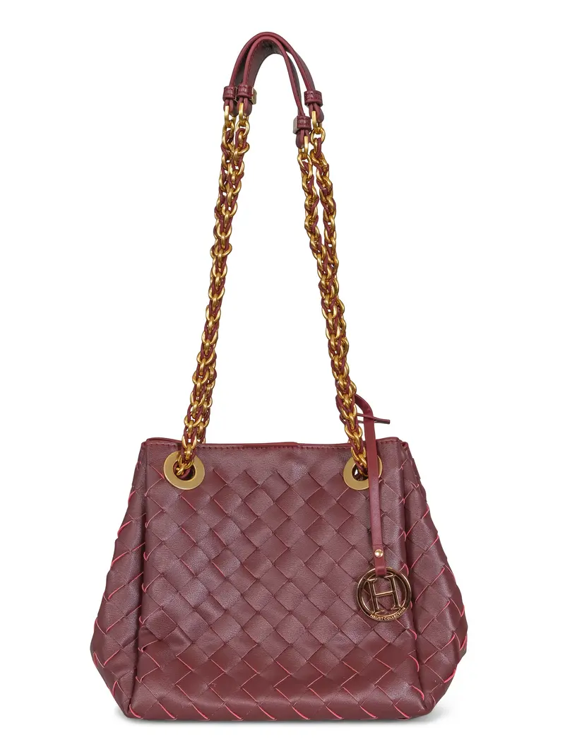 Woven chain bag Deep burgundy