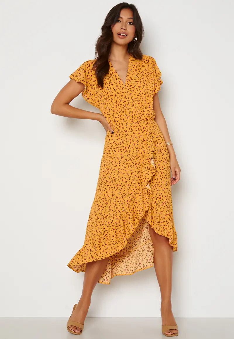 Wrap Frill High Low Maxi Dress
