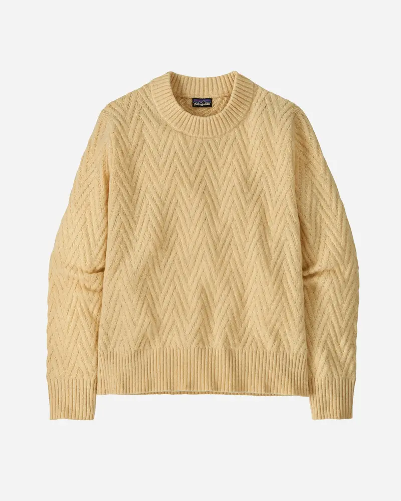 W's Recycled Wool-Blend Crewneck Sweater - Chevron Cable