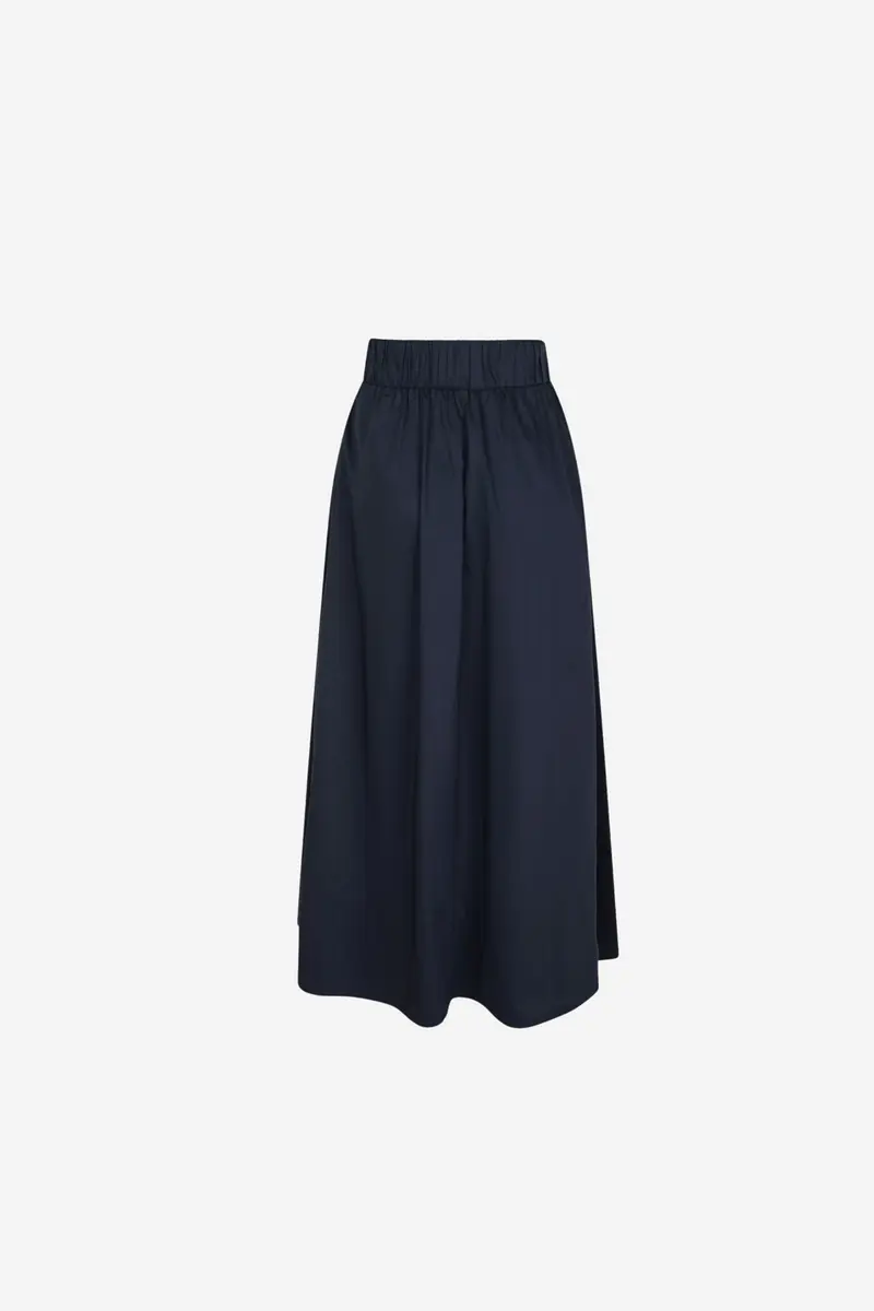 Yara Long Poplin Skirt Navy