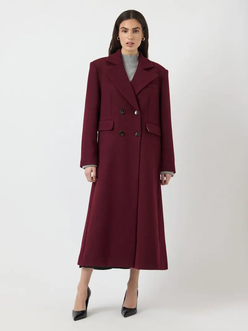 YASRoyla LS Wool Blend Long Coat Burgunder