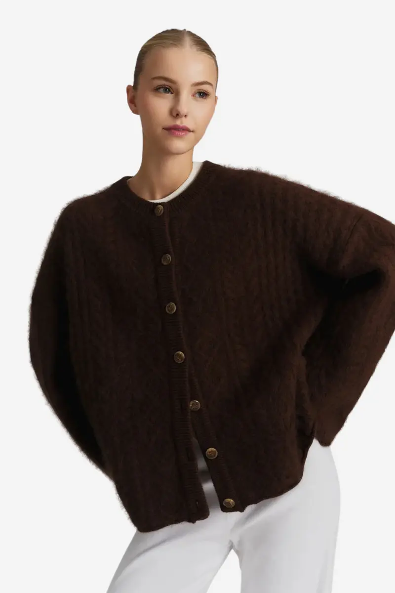 Ylva Brushed Cardigan Brown