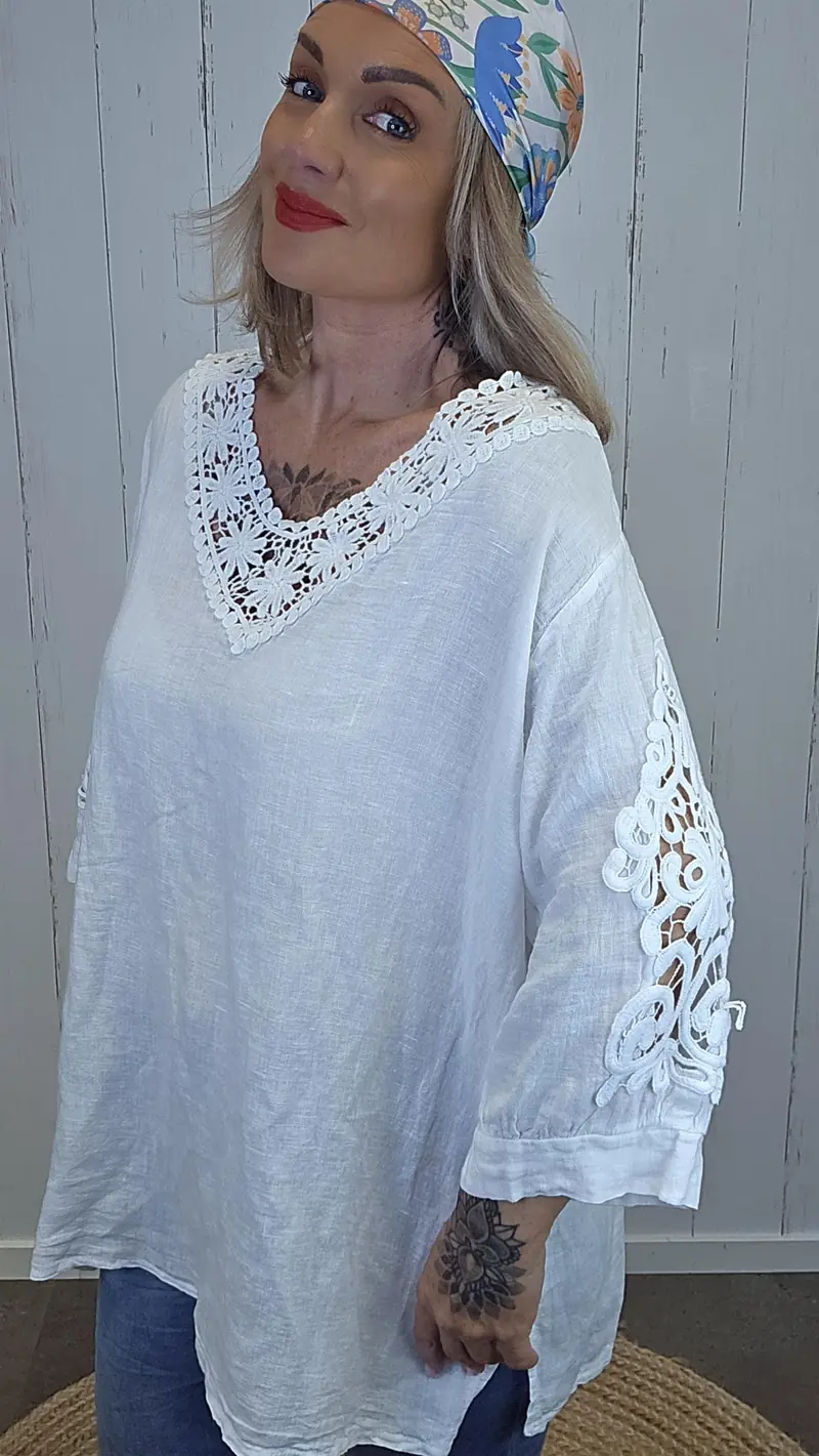 Ylva linbluse hvit