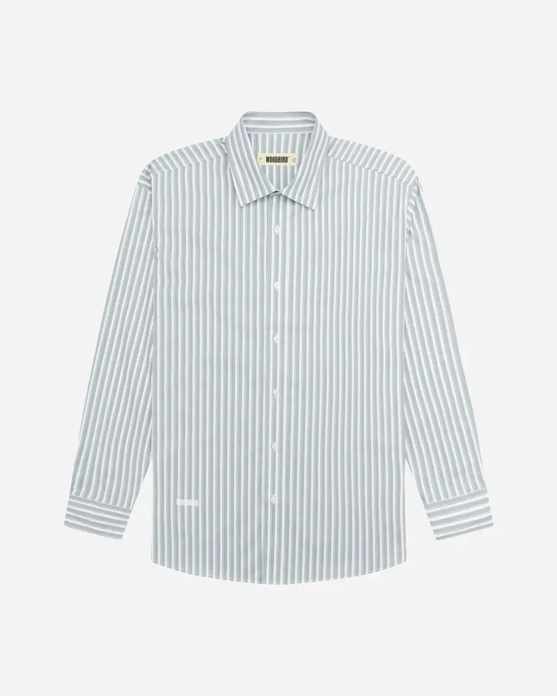 Yuzo Pin Shirt - White-Blue