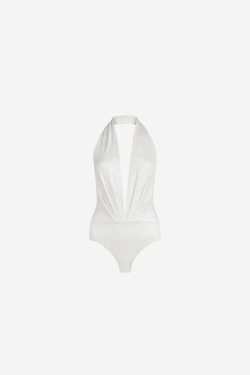 Zendaya Sleeveless Vneck Bodysuit Off White