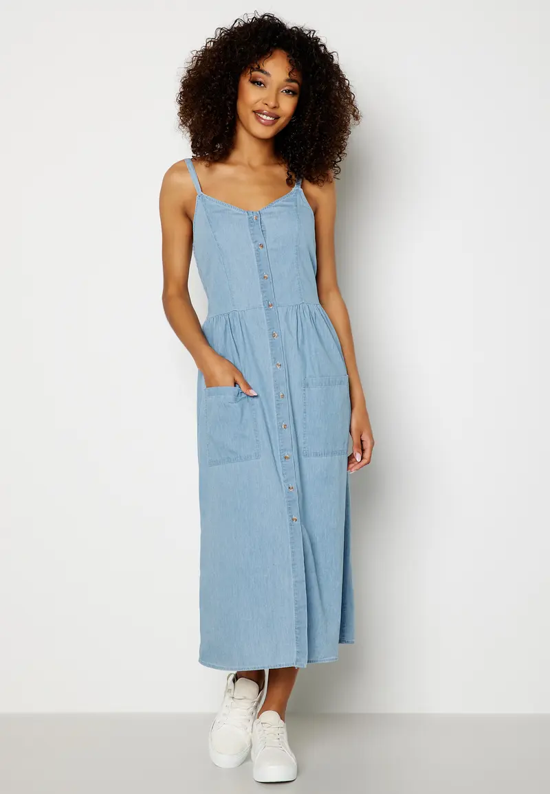 Zia Fanzi Strap Midi Denim Dress